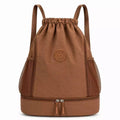 Waterproof Brown Sports Drawstring Backpack