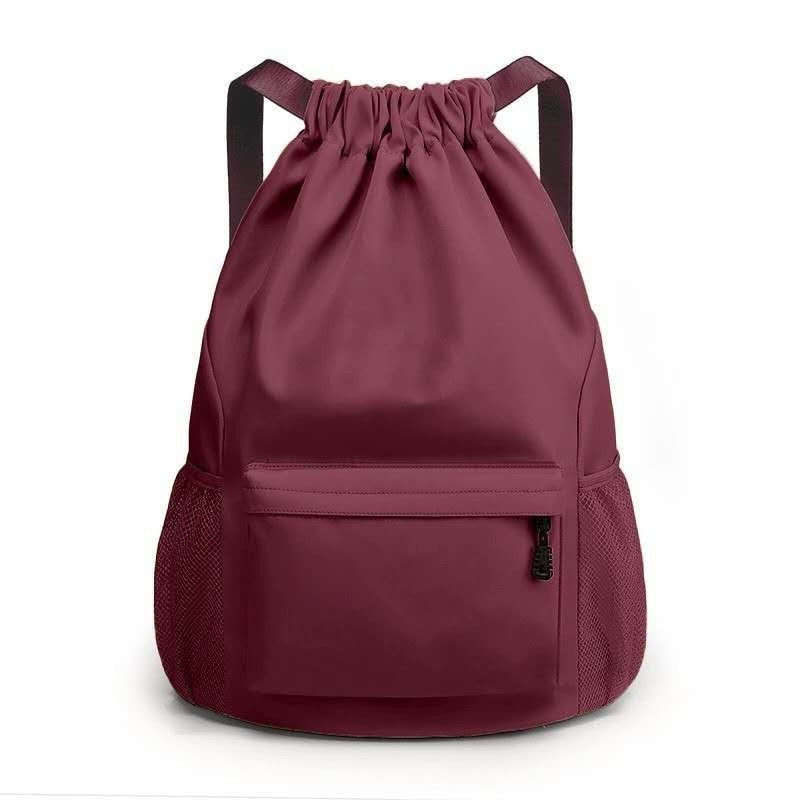 Waterproof Dark Red Sports Drawstring Backpack