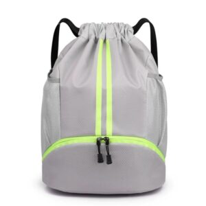 Mochila Esportiva Cinza Claro Impermeável com Compartimento para Calçado