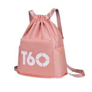 Mochila Esportiva Rosa Impermeável de Cordão para Academia, Passeio e Viagem