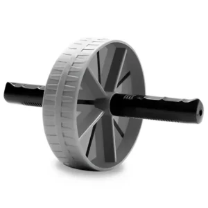 Roda de Abdominal Profissional de Alta Aderência em Aço e Borracha Cinza Suporta até 150kg